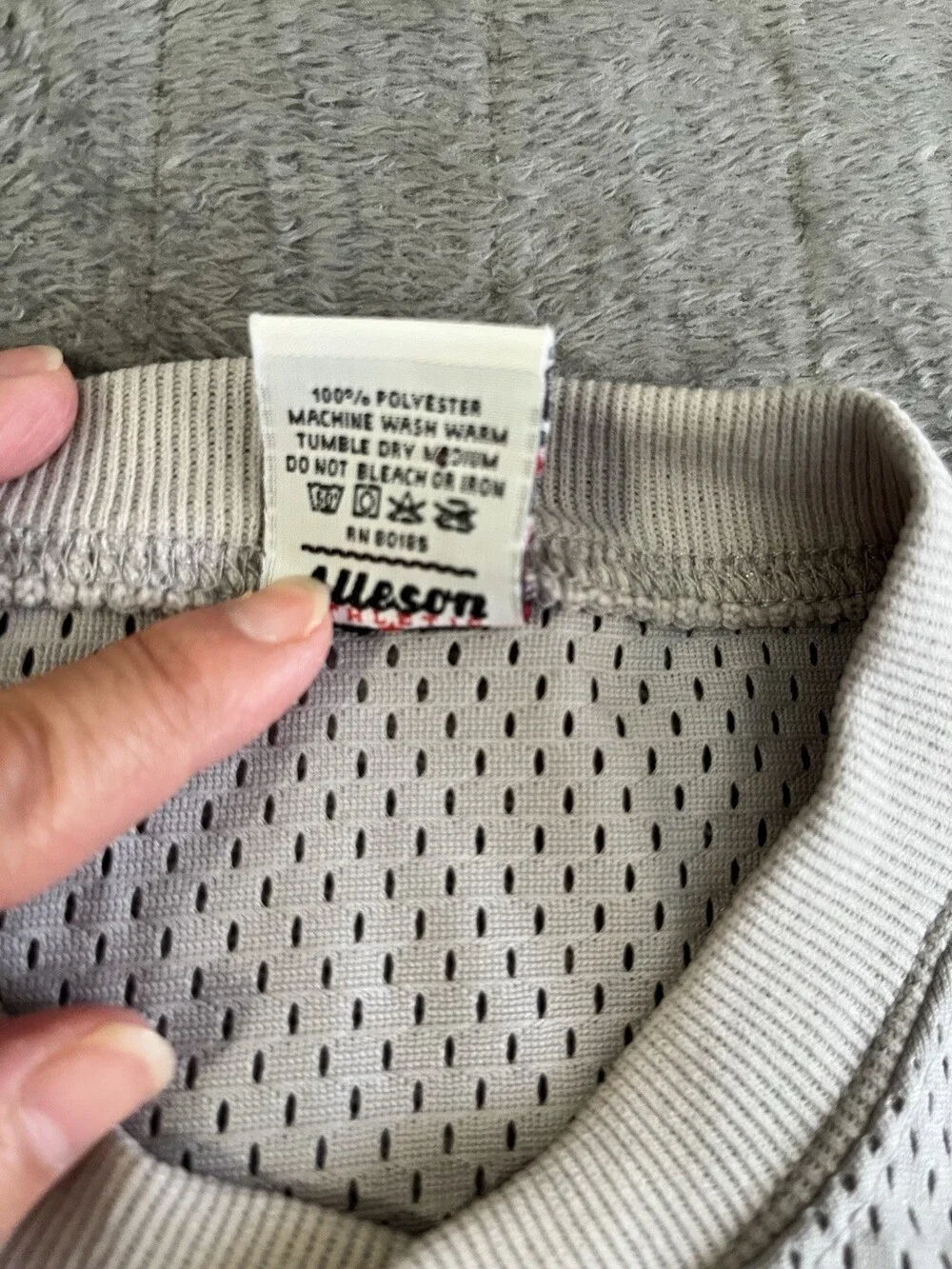 Alleson Athletic Gray Mesh Baseball Shirt Sleeveless Jersey Henley Youth Medium